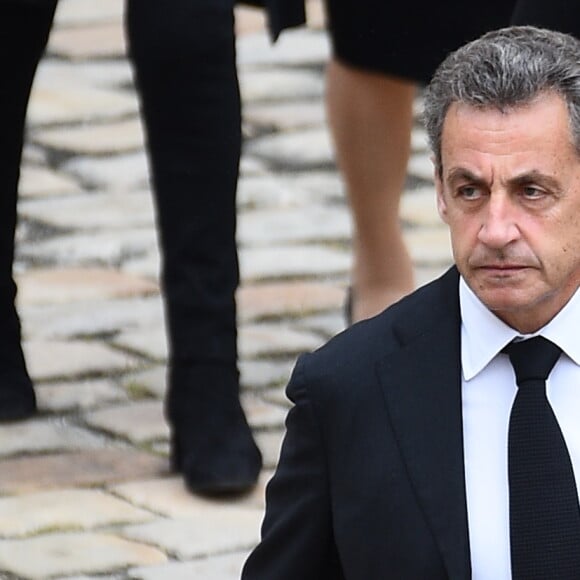 Nicolas Sarkozy - Obsèques de Serge Dassault en la cathédrale Saint-Louis-des-Invalides suivi des honneurs militaires à Paris le 1er juin 2018 © Eliot Blondet / Pool / Bestimage 