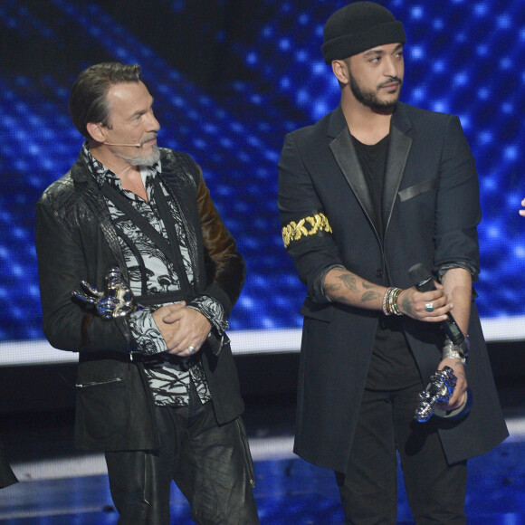 Semi-Exclusif - Florent Pagny, le gagnant, Slimane, et Nikos Aliagas - Plateau de la finale de l'émission "The Voice" à Paris. Le 14 mai 2016 © Coadic Guirec / Bestimage  No Web No Blog pour Belgique et Suisse 