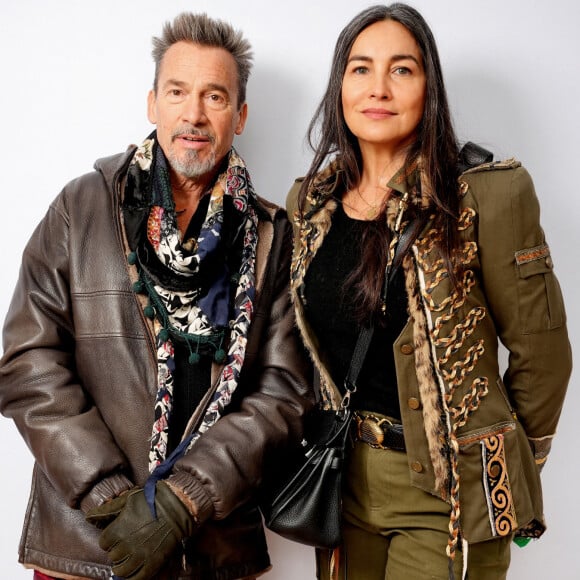 Florent Pagny et sa femme Azucena au défilé Stella McCartney prêt-à-porter automne-hiver 2023/2024 lors de la Fashion Week de Paris (PFW) le 6 mars 2023.  