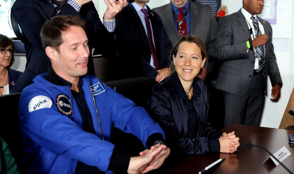 Thomas Pesquet et Sophie Adenot - Le président de la République française E.Macron participe à une réunion de travail sur la coopération spatiale au siége de la NASA à Washington, le 30 novembre 2022. © Dominique Jacovides / Bestimage 