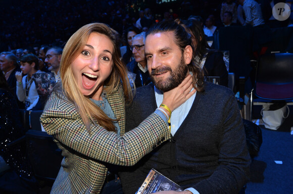 Marie Portolano et son mari Grégoire Ludig lors du gala de boxe Univent à l'AccorHotels Arena de Paris pour le championnat du monde WBA le 15 novembre 2019. © Veeren / Bestimage