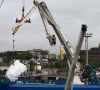 Les débris du petit submersible Titan ont été repêchés et ramenés sur terre mercredi.
Les débris du "Titan" retrouvés et ramenés sur terre. Photo de Paul Daly/CP/ABACAPRESS.COM