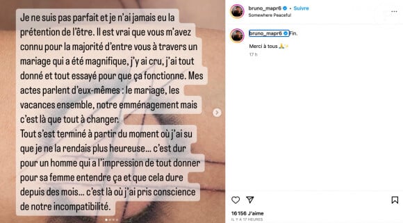 Explications de Bruno, ex-candidat de "Mariés au premier au regard" quant à sa séparation avec Alicia.