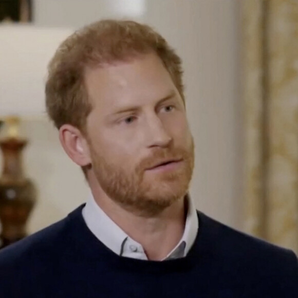 Bande-annonce de l'interview du prince Harry, duc de Sussex, avec Tom Bradby pour la chaîne britannique ITV, avant la sortie de l'autobiographie du prince "Spare" ("Le Suppléant"). Le 4 janvier 2023. 