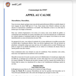 Paga contribue à appeler au calme suite aux violences recensées à Marseille. Instagram