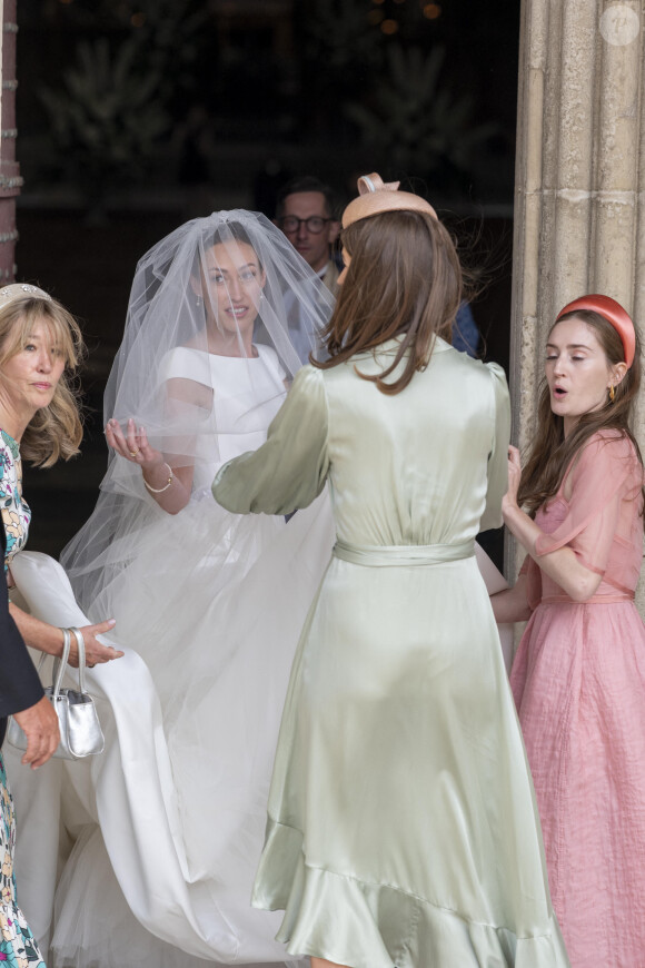 Un mariage célébré l'an dernier. 
Lady Tatiana Mountbatten - Les invités arrivent au mariage de Lady Tatiana Mountbatten et Alick Dru à la cathédrale de Winchester, le 23 juillet 2022. Lady Tatiana Mountbattent est une cousine éloignée de la reine Elisabeth II d'Angleterre. 