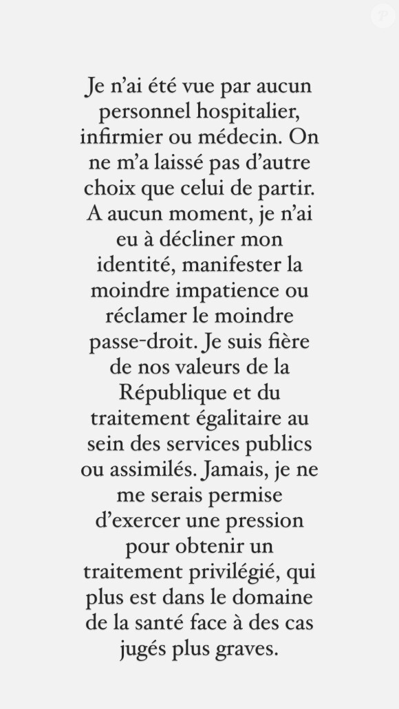 "À mon arrivée, il y avait une seule patiente en salle d'attente. Je me suis présentée à l'accueil, j'ai expliqué mon problème", explique Marine Lloris