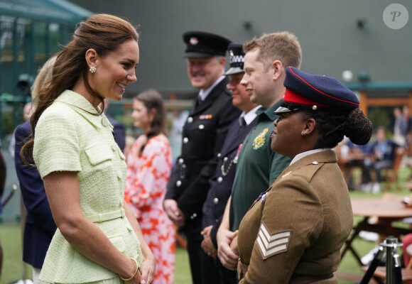 La princesse de Galles lors d'une visite pour le 13e jour du tournoi de Wimbledon ce samedi 15 juillet. © Bestimage