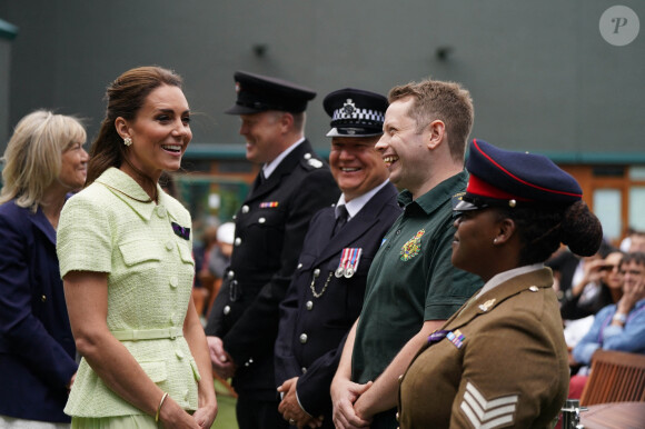 La princesse de Galles lors d'une visite pour le 13e jour du tournoi de Wimbledon ce samedi 15 juillet. © Bestimage