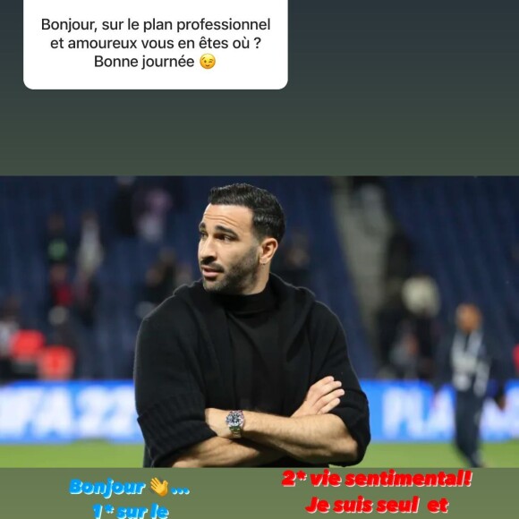 "Je suis seul et heureux", a déclaré le champion du monde
Adil Rami, Story Insta