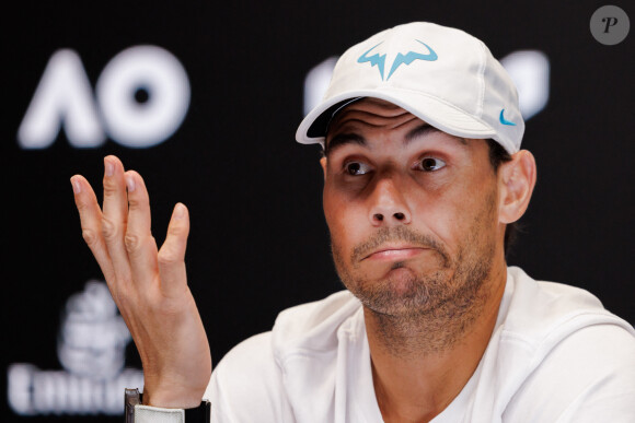 Rafael Nadal en conférence de presse lors du tournoi de l'Open d'Australie à Melbourne, le 18 janvier 2023. © Sydney Low/CSM via Zuma Press/Bestimage