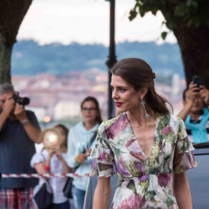 Charlotte Casiraghi et son compagnon Gad Elmaleh - Arrivées pour la soirée de mariage de Pierre Casiraghi et Beatrice Borromeo au château Rocca Angera (château appartenant à la famille Borromeo) à Angera sur les Iles Borromées, sur le Lac Majeur, le 1er août 2015.