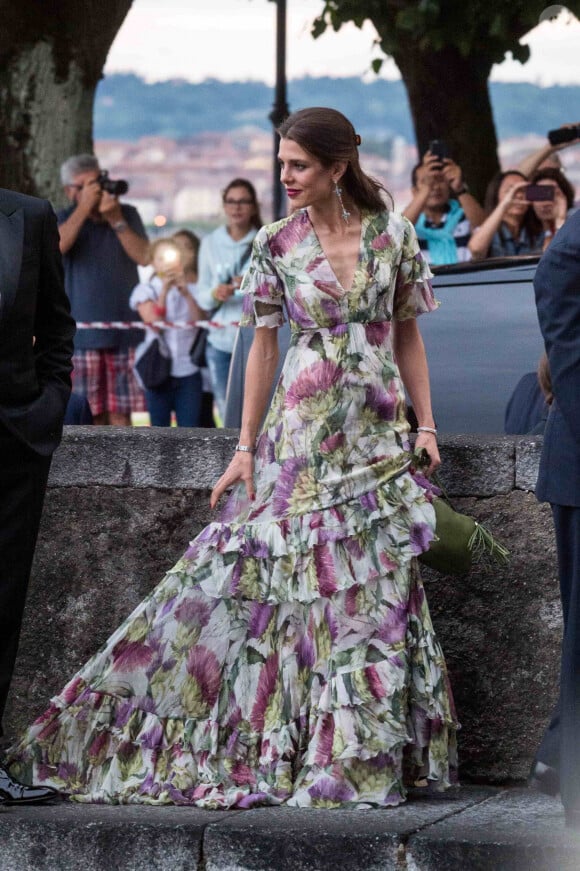 Charlotte Casiraghi et son compagnon Gad Elmaleh - Arrivées pour la soirée de mariage de Pierre Casiraghi et Beatrice Borromeo au château Rocca Angera (château appartenant à la famille Borromeo) à Angera sur les Iles Borromées, sur le Lac Majeur, le 1er août 2015.