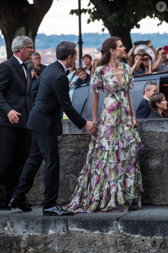 Charlotte Casiraghi et son compagnon Gad Elmaleh - Arrivées pour la soirée de mariage de Pierre Casiraghi et Beatrice Borromeo au château Rocca Angera (château appartenant à la famille Borromeo) à Angera sur les Iles Borromées, sur le Lac Majeur, le 1er août 2015.