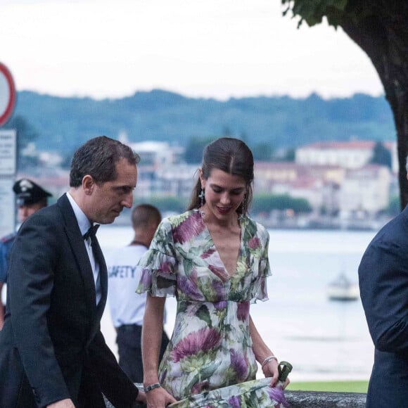 Charlotte Casiraghi et son compagnon Gad Elmaleh - Arrivées pour la soirée de mariage de Pierre Casiraghi et Beatrice Borromeo au château Rocca Angera (château appartenant à la famille Borromeo) à Angera sur les Iles Borromées, sur le Lac Majeur, le 1er août 2015.