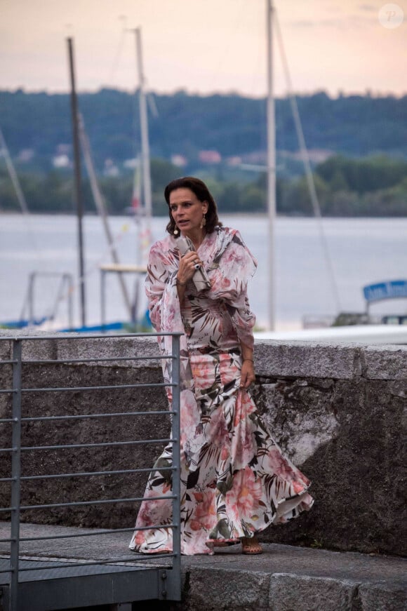 La princesse Stéphanie de Monaco - Arrivées pour la soirée de mariage de Pierre Casiraghi et Beatrice Borromeo au château Rocca Angera (château appartenant à la famille Borromeo) à Angera sur les Iles Borromées, sur le Lac Majeur, le 1er août 2015.
