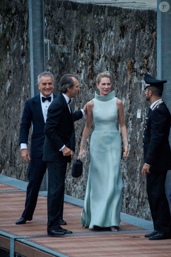 Le comte Ugo Brachetti-Peretti, sa femme Isabella Borromeo - Arrivées pour la soirée de mariage de Pierre Casiraghi et Beatrice Borromeo au château Rocca Angera (château appartenant à la famille Borromeo) à Angera sur les Iles Borromées, sur le Lac Majeur, le 1er août 2015.