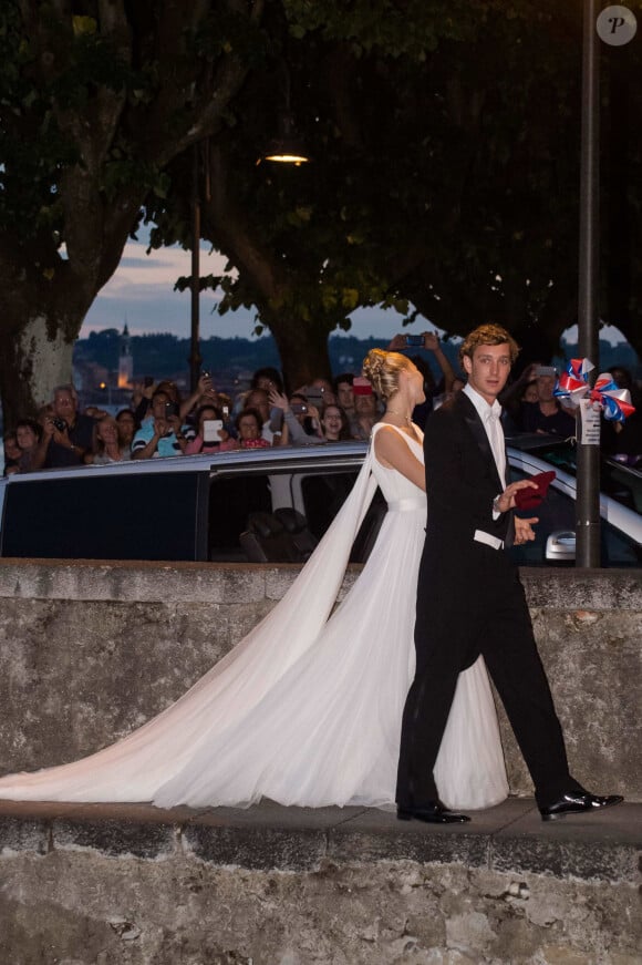 Pierre Casiraghi et sa femme Beatrice Borromeo - Arrivées pour la soirée de mariage de Pierre Casiraghi et Beatrice Borromeo au château Rocca Angera (château appartenant à la famille Borromeo) à Angera sur les Iles Borromées, sur le Lac Majeur, le 1er août 2015.