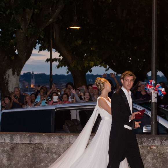 Pierre Casiraghi et sa femme Beatrice Borromeo - Arrivées pour la soirée de mariage de Pierre Casiraghi et Beatrice Borromeo au château Rocca Angera (château appartenant à la famille Borromeo) à Angera sur les Iles Borromées, sur le Lac Majeur, le 1er août 2015.
