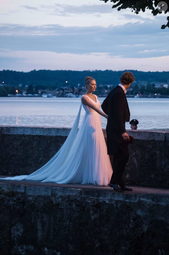 Pierre Casiraghi et sa femme Beatrice Borromeo - Arrivées pour la soirée de mariage de Pierre Casiraghi et Beatrice Borromeo au château Rocca Angera (château appartenant à la famille Borromeo) à Angera sur les Iles Borromées, sur le Lac Majeur, le 1er août 2015.