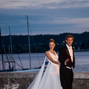 Pierre Casiraghi et sa femme Beatrice Borromeo - Arrivées pour la soirée de mariage de Pierre Casiraghi et Beatrice Borromeo au château Rocca Angera (château appartenant à la famille Borromeo) à Angera sur les Iles Borromées, sur le Lac Majeur, le 1er août 2015.