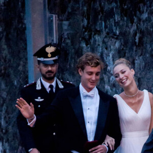 Pierre Casiraghi et sa femme Beatrice Borromeo - Arrivées pour la soirée de mariage de Pierre Casiraghi et Beatrice Borromeo au château Rocca Angera (château appartenant à la famille Borromeo) à Angera sur les Iles Borromées, sur le Lac Majeur, le 1er août 2015.