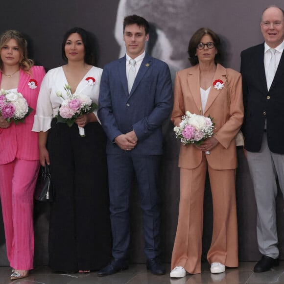 Camille Gottlieb, Louis Ducruet et sa femme Marie, la princesse Stéphanie de Monaco, le prince Albert II de Monaco - Arrivée de la famille Princière de Monaco avant la projection du film documentaire "Rainier III par lui-même" au Grimaldi Forum à Monaco le 4 juillet 2023. © Claudia Albuquerque/Bestimage