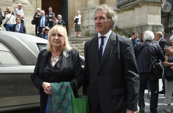 Gérard Leclerc et sa femme Julie - Sortie des obsèques de Pierre Bellemare à l'église Saint-Roch de Paris, France, le 31 mai 2018.