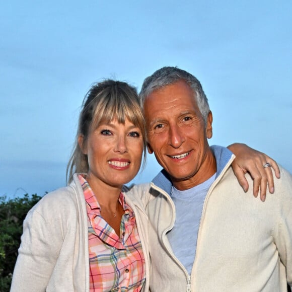 Mélanie Page et son mari Nagui durant la soirée de clôture de la 1ere édition du festival Les Théâtrales d'Eze en plein air à l'oppidum du Col d'Eze avec la pièce "Brexit sentimental", le 8 août 2023. © Bruno Bebert / Bestimage 