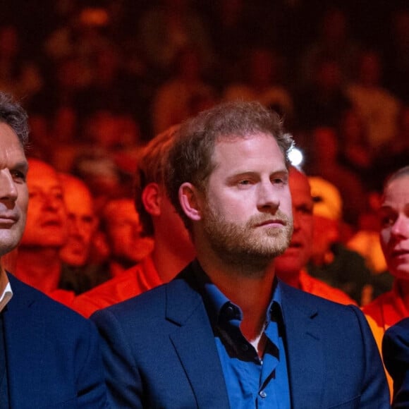Le prince Harry, duc de Sussex, lors de la cérémonie de clôture des Invictus Games 2020 à La Haye, Pays-Bas, le 22 avril 2022. 