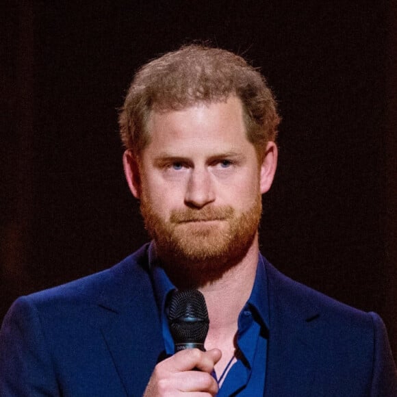 Le prince Harry, duc de Sussex, lors de la cérémonie de clôture des Invictus Games 2020 à La Haye, Pays-Bas, le 22 avril 2022. 