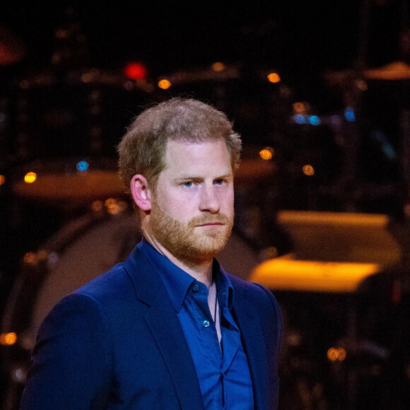 Le prince Harry, duc de Sussex, lors de la cérémonie de clôture des Invictus Games 2020 à La Haye, Pays-Bas, le 22 avril 2022. 
