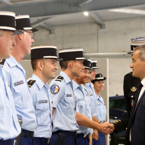 Gérald Darmanin, ministre de l'Intérieur et des Outre-Mer, inaugure la Gendarmerie de Libourne en Gironde, le 2 Août 2023. © Jean-Marc Lhomer/Bestimage