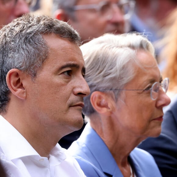 Gérald Darmanin, ministre de l’Intérieur et Elisabeth Borne, Première Ministre - Gérald Darmanin fait sa rentrée politique à Tourcoing en présence de nombreux ministres et élus le 27 août 2023. © Dominique Jacovides / Bestimage  