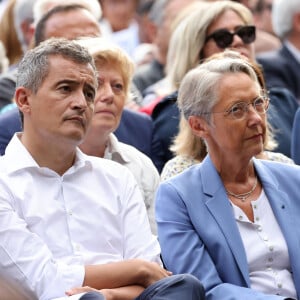 Gérald Darmanin, ministre de l’Intérieur et Elisabeth Borne, Première Ministre - Gérald Darmanin fait sa rentrée politique à Tourcoing en présence de nombreux ministres et élus le 27 août 2023. © Dominique Jacovides / Bestimage  