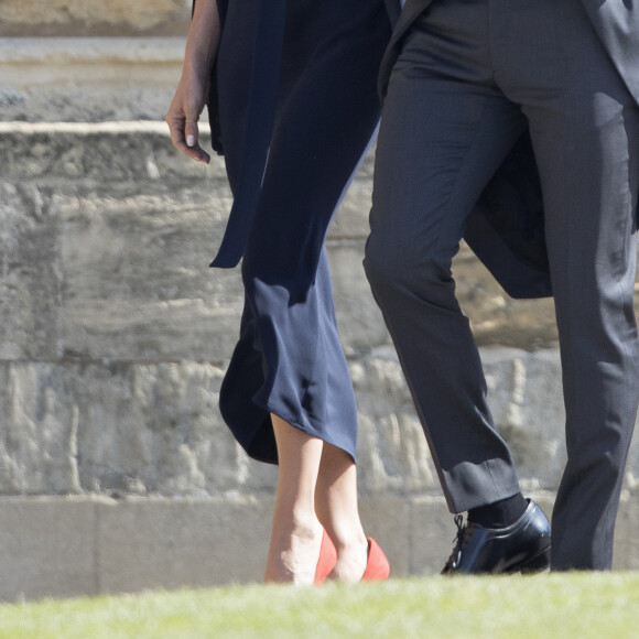David Beckham et sa femme Victoria - Les invités à la sortie de la chapelle St. George au château de Windsor, Royaume Uni, le 19 mai 2018. 