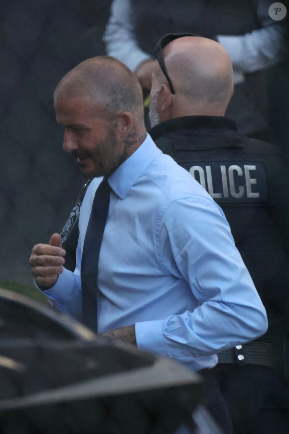 David Beckham et Lionel Messi quittent leur hôtel avant le match qui opposera l'Inter Miami au Los Angeles FC.