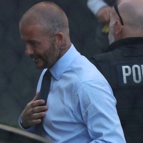 David Beckham et Lionel Messi quittent leur hôtel avant le match qui opposera l'Inter Miami au Los Angeles FC.