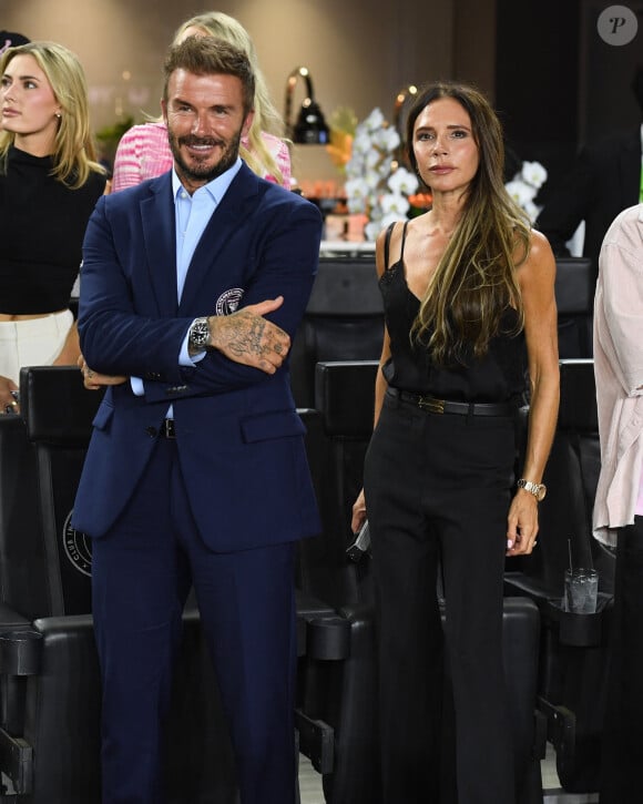 La famille de David Beckham n'a pas voulu parler au prince Harry non plus.
David Beckham et Victoria Beckham - Match opposant à Charlotte, Fort Lauderdale