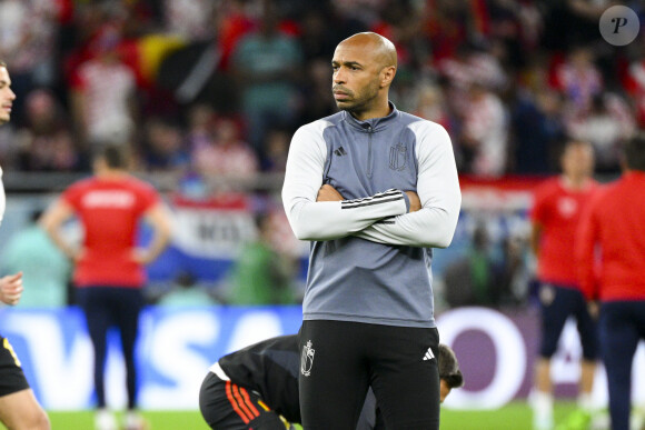 Thierry Henry lors du match "Croatie - Belgique" lors de la Coupe du Monde 2022 au Qatar (FIFA World Cup Qatar 2022), le 1er décembre 2022.