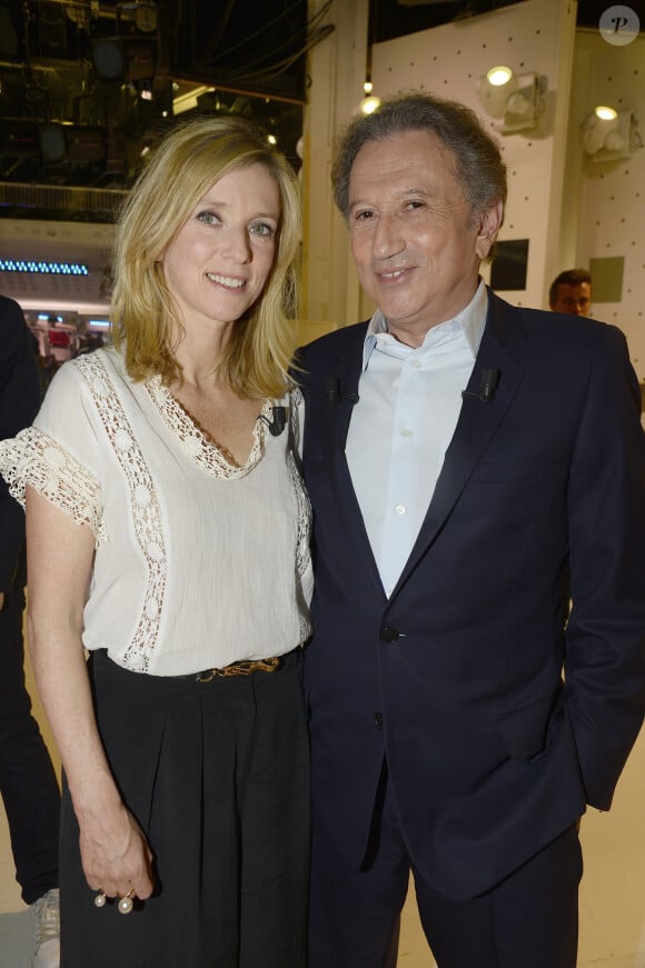 Michel Drucker et sa nièce Léa Drucker Enregistrement de l'émission " Vivement Dimanche " qui sera diffusée le 3 Mai 2015. Paris le 29 Avril 2015