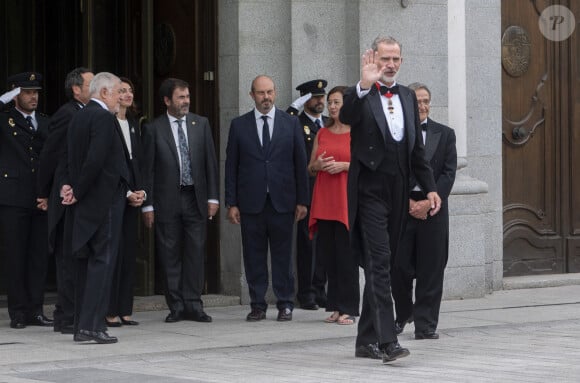 Le roi Felipe VI d'Espagne arrive à l'ouverture de l'année judiciaire 2023/2024, dans la salle plénière de la Cour suprême à Madrid, le 7 septembre 2023.