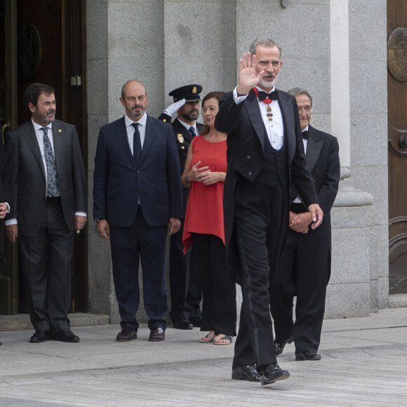 Le roi Felipe VI d'Espagne arrive à l'ouverture de l'année judiciaire 2023/2024, dans la salle plénière de la Cour suprême à Madrid, le 7 septembre 2023.