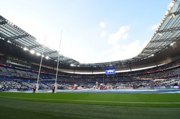 Vue générale dans le stade avant le coup d'envoi du match de la coupe du monde de Rugby opposant la France à la Nouvelle-Zélande au Stade de France à Saint-Denis, Seine Saint-Denis, France, le 8 septembre 2023. © Federico Pestellini/Panoramic/Bestimage  Atmosphere before kick-off of the Rugby World Cup match between France and New Zealand at the Stade de France in Saint-Denis, Seine Saint-Denis, France, September 8, 2023. 