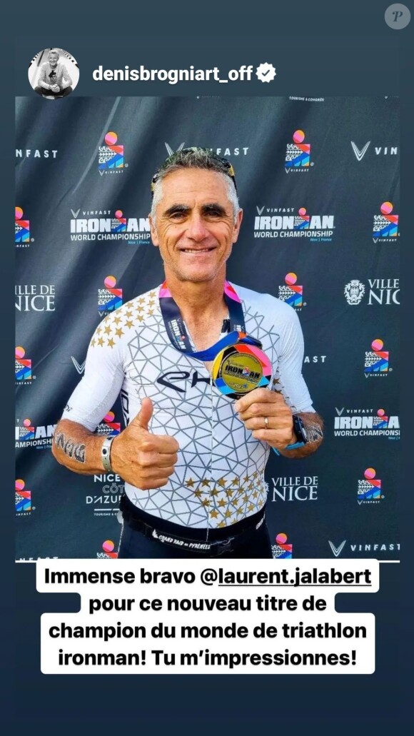"Immense bravo Laurent pour ce nouveau titre de champion du monde de triathlon Ironman ! Tu m'impressionnes !", écrit le présentateur de Koh-Lanta
 