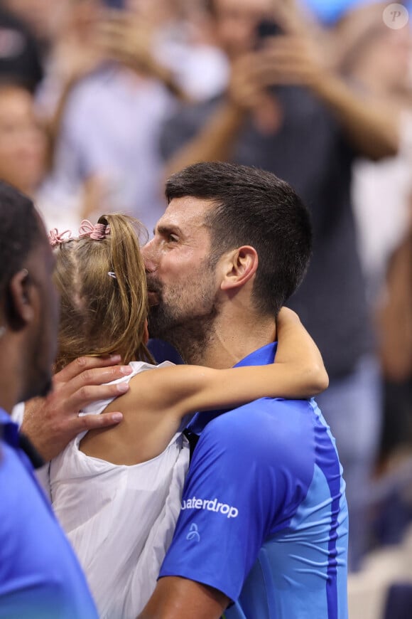 Novak Djokovic  et sa fille Tara - Novak Djokovic remporte le tournoi de l'US Open Flushing Meadows à New York, le 10 septembre 2023.