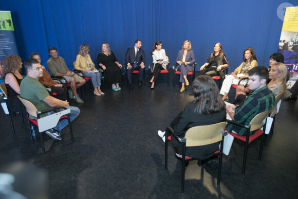 La reine Letizia d'Espagne préside avec les étudiants l'ouverture du Cours de Formation Professionnelle 2023/2024 au Centre de Formation Professionnelle Intégrée en Communication, Image et Son (CISLAN) à Langreo, Asturies, Espagne, le 13 septembre 2023. © Europa Press/Bestimage 