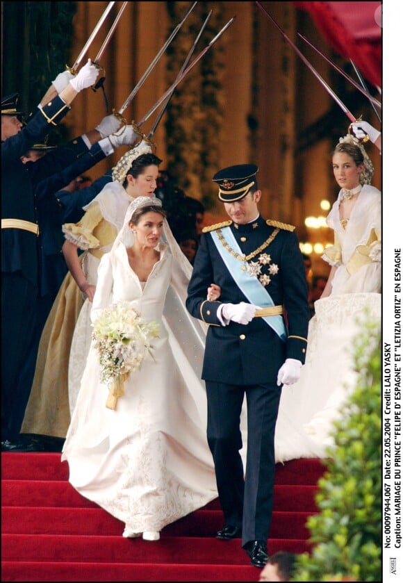 Letizia Ortiz et le prince Felipe - Mariage du prince Felipe d'Espagne et de Letizia Ortiz à Madrid, 22 mai 2004.