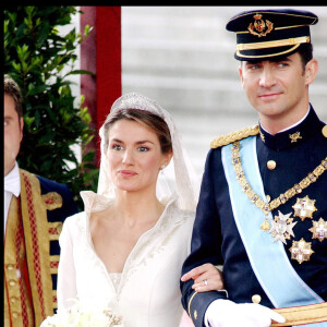 Letizia Ortiz et le prince Felipe - Mariage du prince Felipe d'Espagne et de Letizia Ortiz à Madrid, 22 mai 2004.