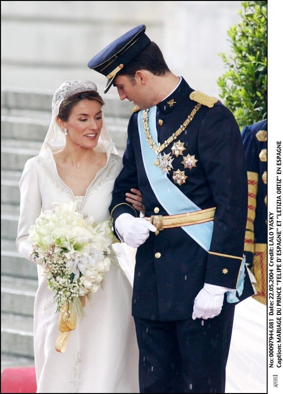 Letizia Ortiz et le prince Felipe - Mariage du prince Felipe d'Espagne et de Letizia Ortiz à Madrid, 22 mai 2004.